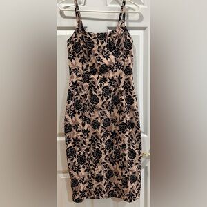 Laura Byrnes and Hope Morrison Mauve Layered Roses Wiggle Dress